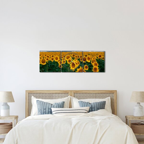Napraforgó mező képe (órával) (90x30 cm)