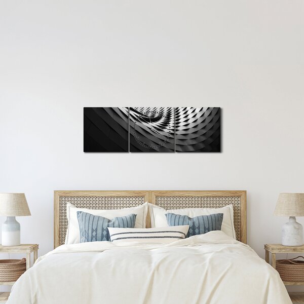 Absztrakt kép - fekete-fehér spirál (órával) (90x30 cm)