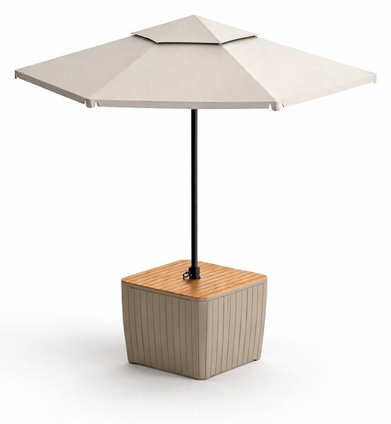 Deco Luzon műrattan napernyőtartós kerti asztal