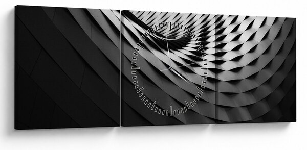 Absztrakt kép - fekete-fehér spirál (órával) (90x30 cm)