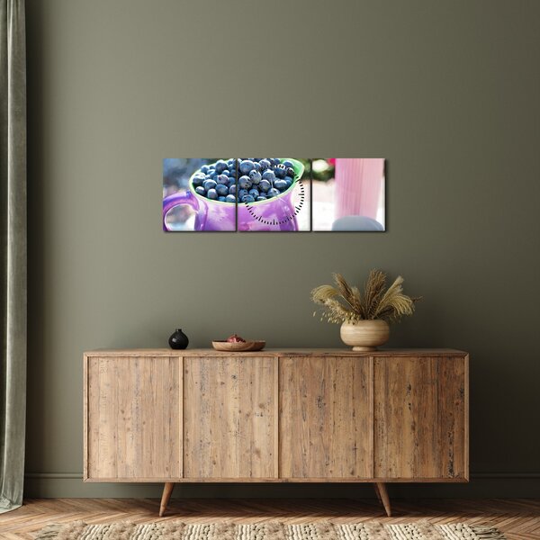 Kép - áfonyák a bögrében (órával) (90x30 cm)