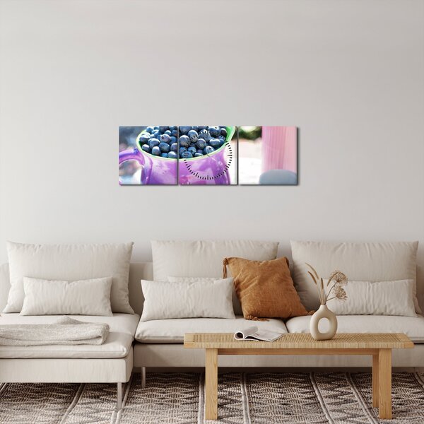 Kép - áfonyák a bögrében (órával) (90x30 cm)