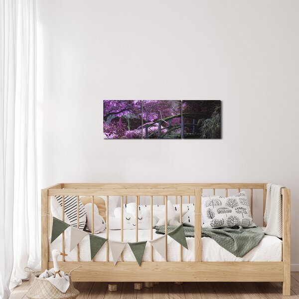 Kép - lila fák (órával) (90x30 cm)