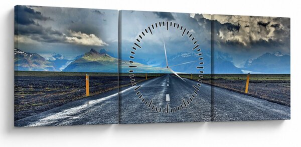 Kép egy viharról az úton (órával) (90x30 cm)