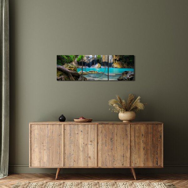Vízesések képe (órával) (90x30 cm)