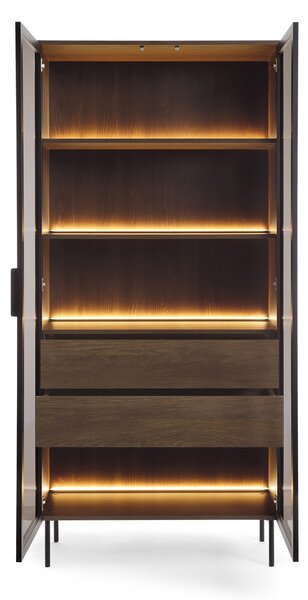 LIMU 91 2D2S magas vitrin - dunin tölgy / fekete