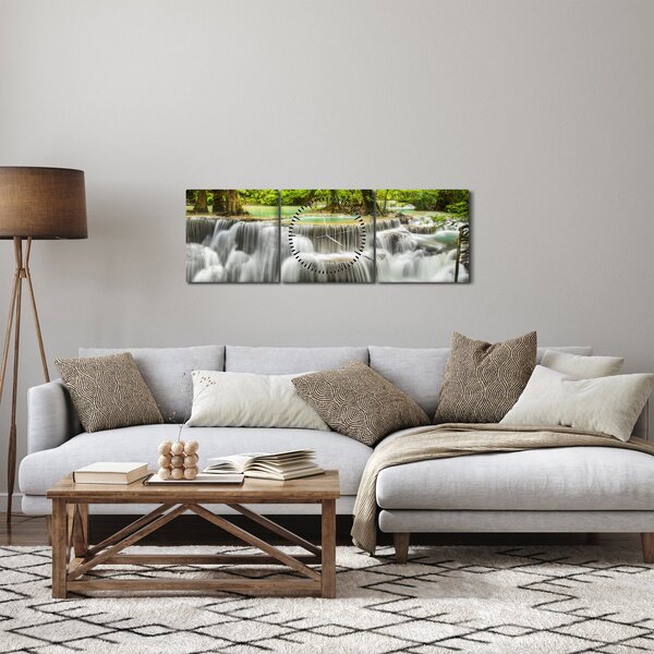 Vízesések képe (órával) (90x30 cm)