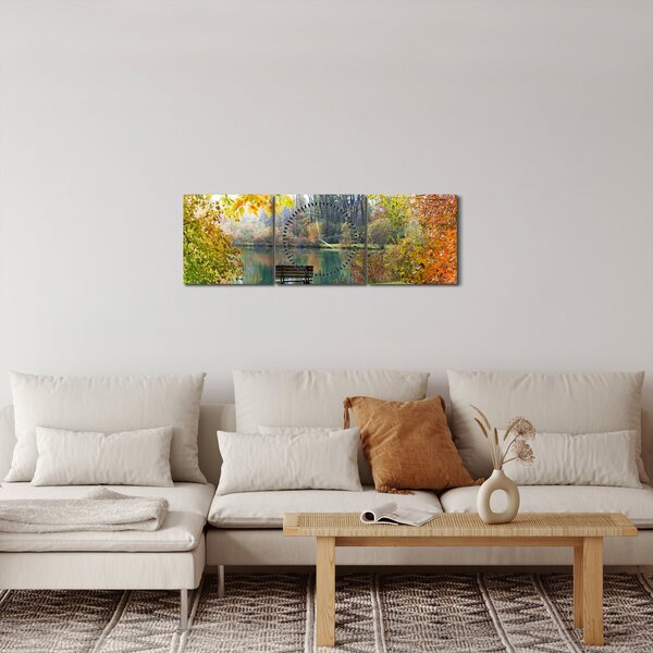 Egy tó képe (órával) (90x30 cm)