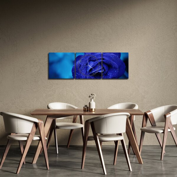 Kék rózsa képe (órával) (90x30 cm)