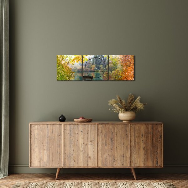 Egy tó képe (órával) (90x30 cm)