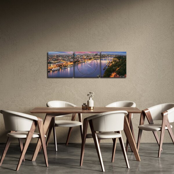 Pozsonyi éjszakai város képe folyóval (órával) (90x30 cm)