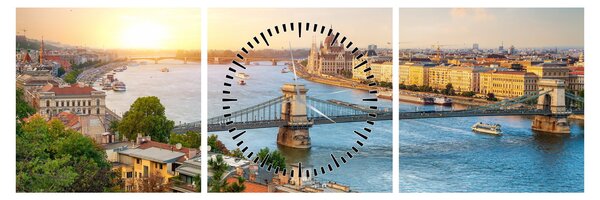 Budapest képe folyóval (órával) (90x30 cm)