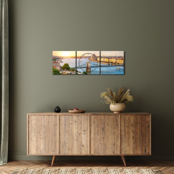 Budapest képe folyóval (órával) (90x30 cm)