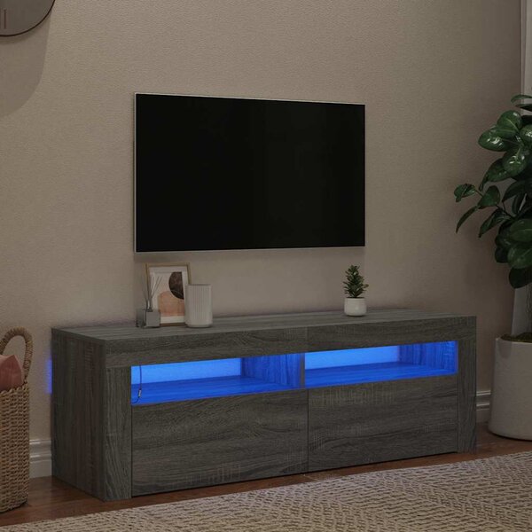 Szürke sonoma színű TV-szekrény LED-lámpákkal 120 x 35 x 40 cm