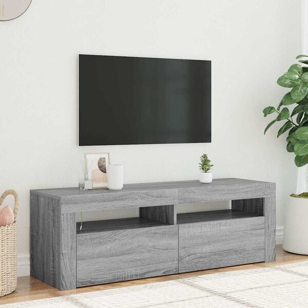 Szürke sonoma színű TV-szekrény LED-lámpákkal 120 x 35 x 40 cm