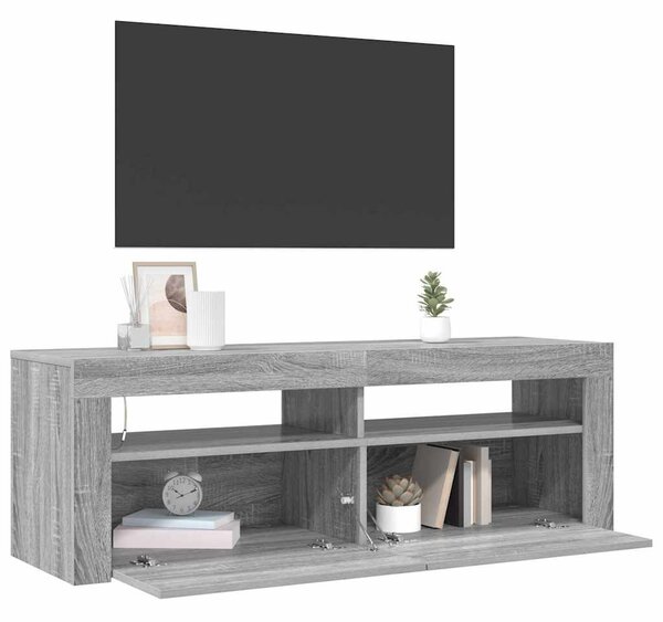 Szürke sonoma színű TV-szekrény LED-lámpákkal 120 x 35 x 40 cm