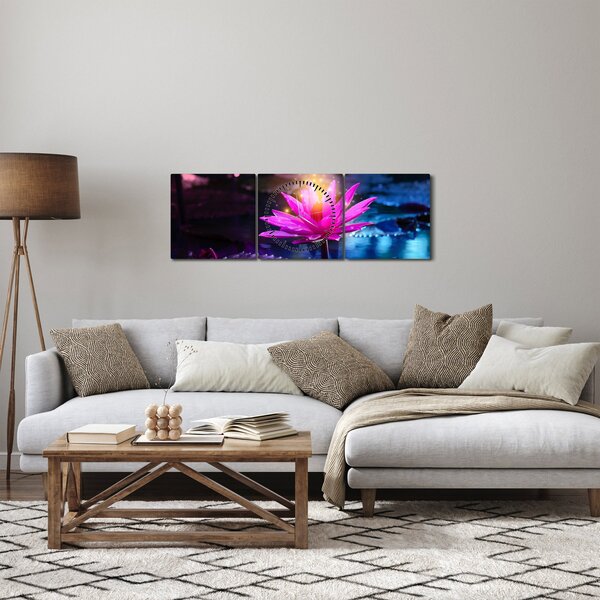 Tavirózsa a vízen képe (órával) (90x30 cm)
