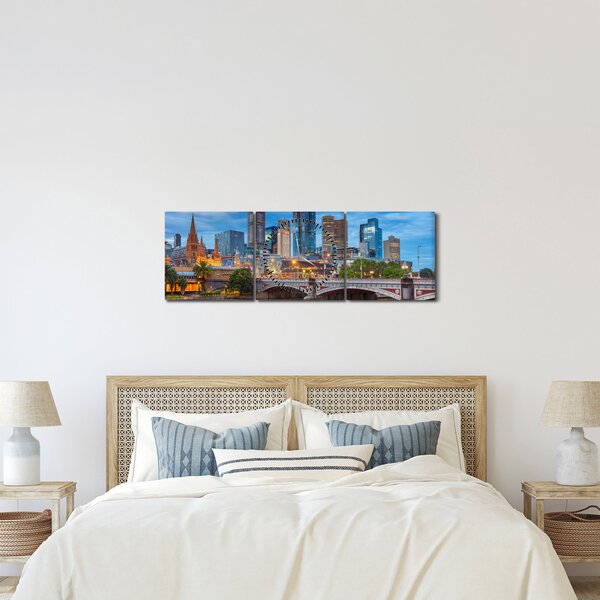 Melbourne város képe (órával) (90x30 cm)