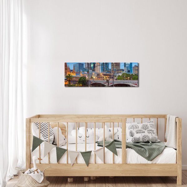 Melbourne város képe (órával) (90x30 cm)