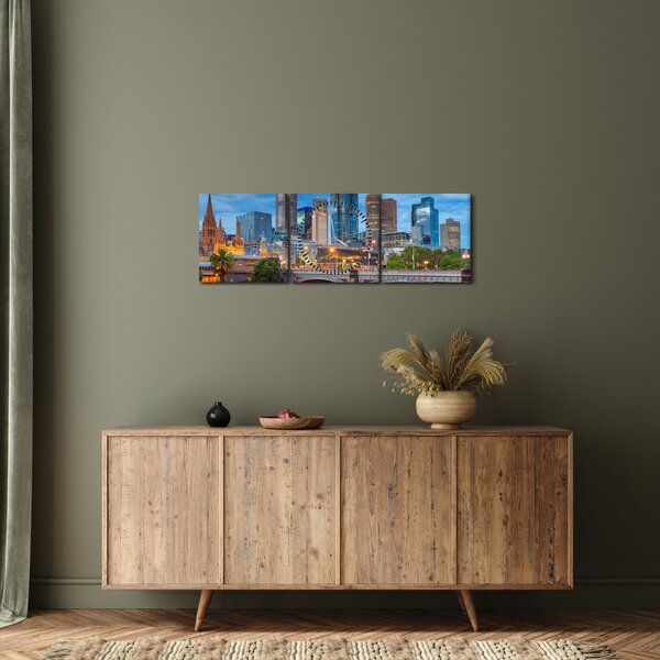 Melbourne város képe (órával) (90x30 cm)