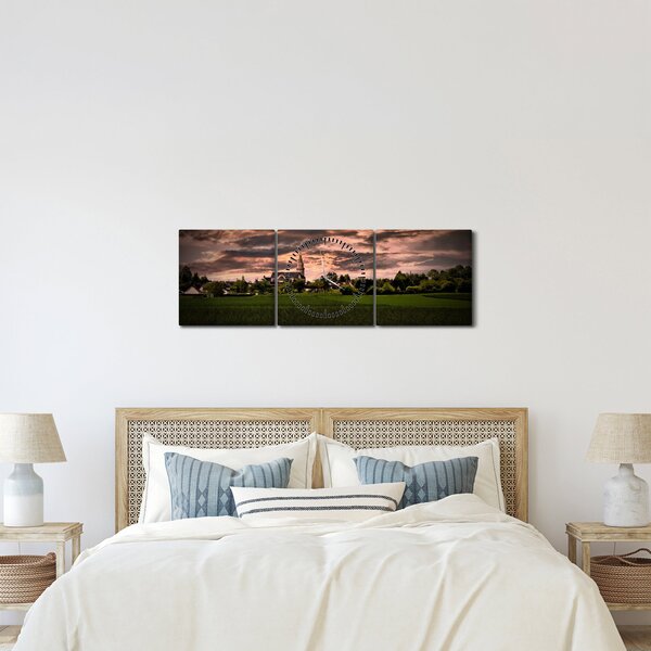 Tájkép templommal (órával) (90x30 cm)