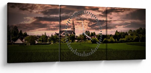 Tájkép templommal (órával) (90x30 cm)