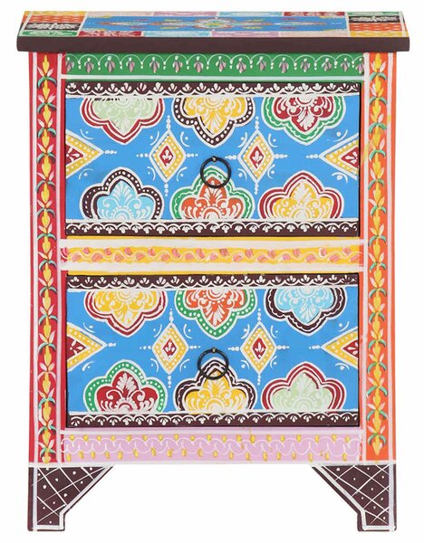 Kézzel festett tömör mangófa éjjeliszekrény 40 x 30 x 50 cm