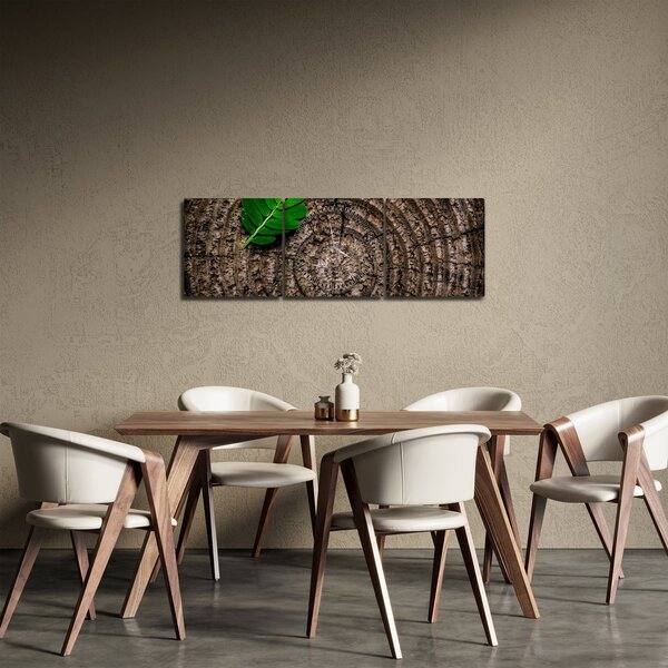 Kép egy levél a fatörzsön (órával) (90x30 cm)