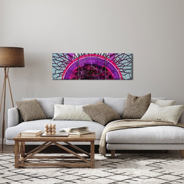 Absztrakt kép - lila ágak (órával) (90x30 cm)