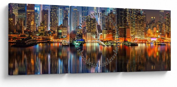 Manhattan képe éjjel (órával) (90x30 cm)