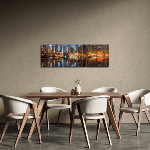 Manhattan képe éjjel (órával) (90x30 cm)