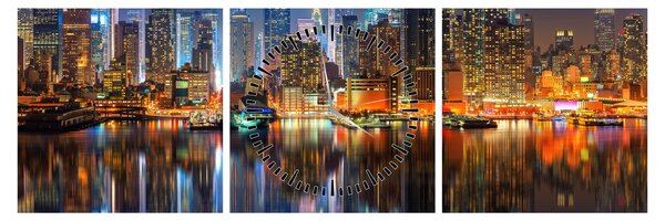 Manhattan képe éjjel (órával) (90x30 cm)
