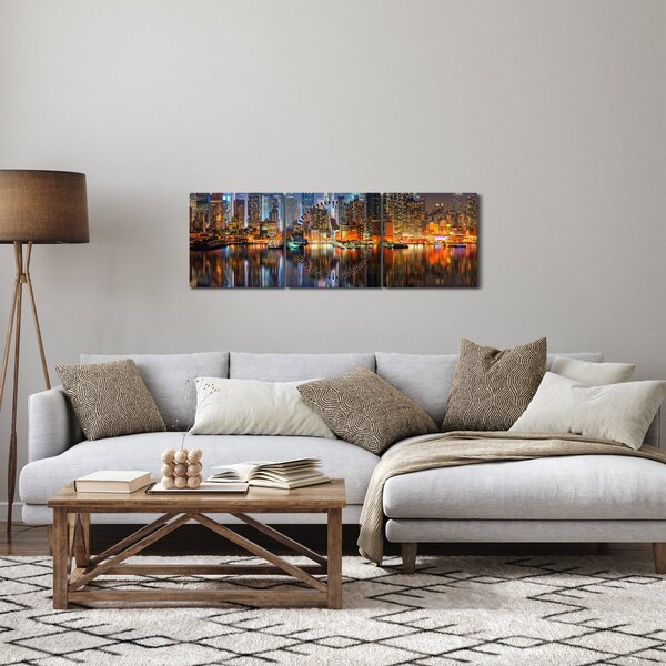 Manhattan képe éjjel (órával) (90x30 cm)