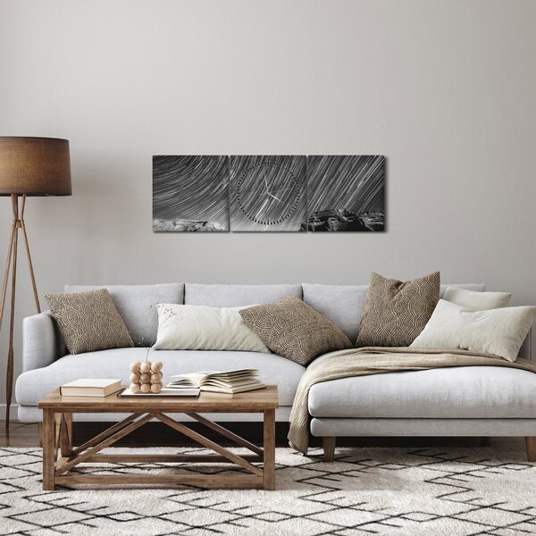 Fekete-fehér kép egy csillagos ég (órával) (90x30 cm)
