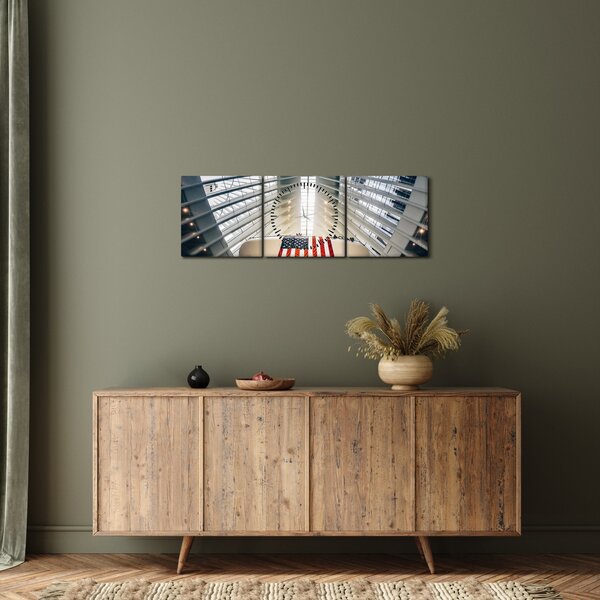 Építkezés az USA zászlóval képe (órával) (90x30 cm)