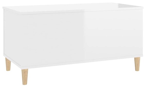 Magasfényű fehér szerelt fa dohányzóasztal 90x44,5x45 cm