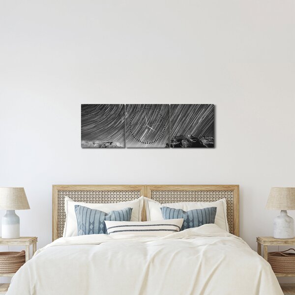 Fekete-fehér kép egy csillagos ég (órával) (90x30 cm)