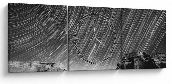 Fekete-fehér kép egy csillagos ég (órával) (90x30 cm)