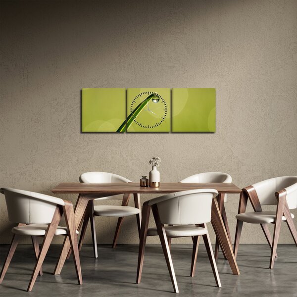Víz csepp a fűben képe (órával) (90x30 cm)