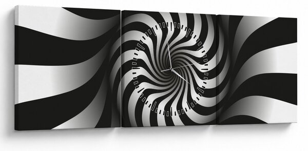 Absztrakt kép egy fekete-fehér spirál (órával) (90x30 cm)