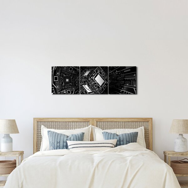 Absztrakt kockák képe (órával) (90x30 cm)