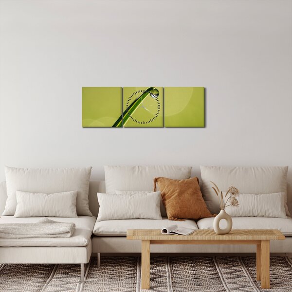 Víz csepp a fűben képe (órával) (90x30 cm)