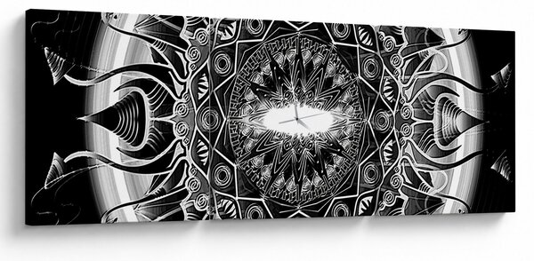Fekete-fehér díszek képe (órával) (90x30 cm)