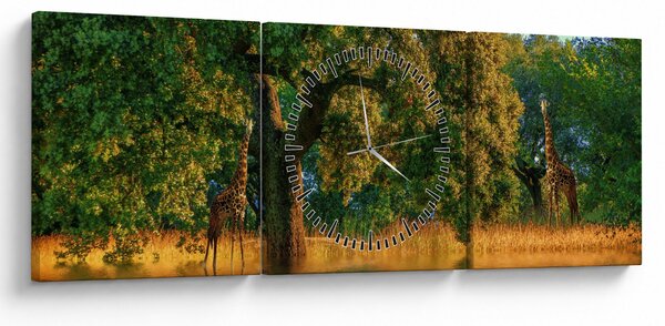 Zsiráf a természetben képe (órával) (90x30 cm)