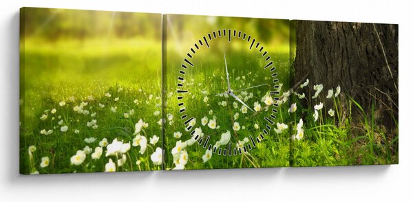 Tisztás és a virágok képe (órával) (90x30 cm)