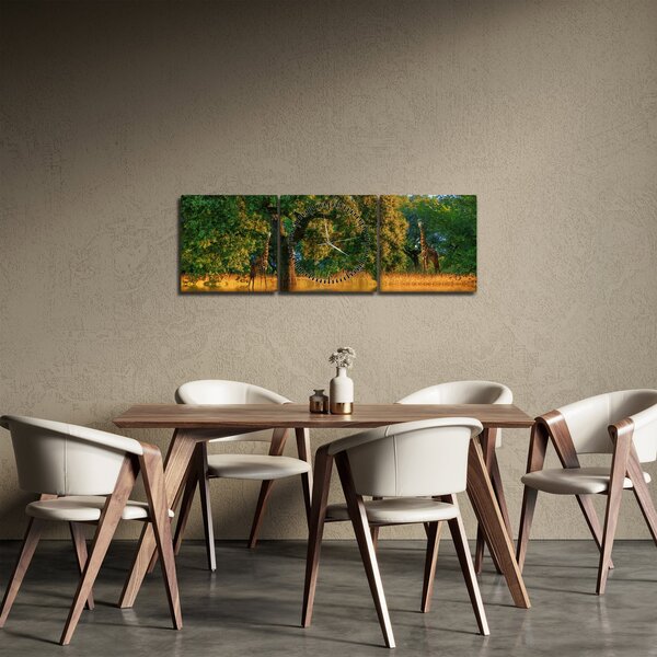 Zsiráf a természetben képe (órával) (90x30 cm)