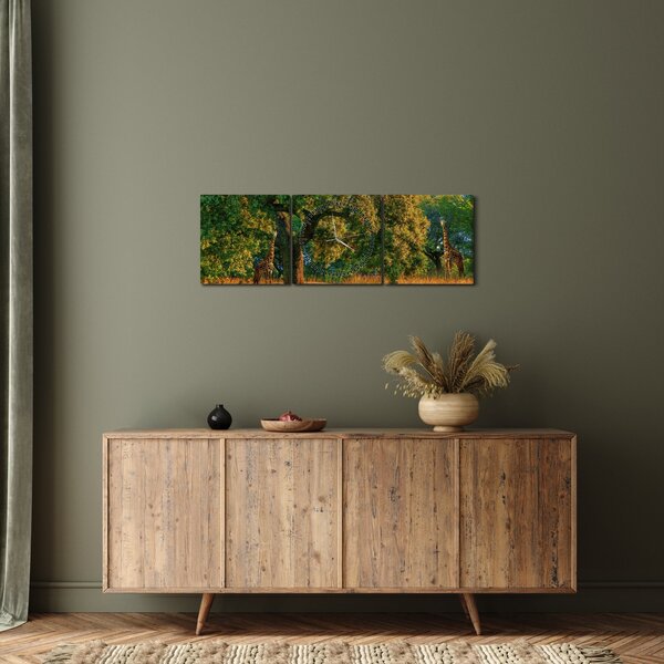 Zsiráf a természetben képe (órával) (90x30 cm)