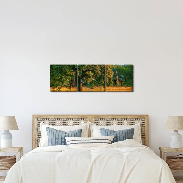 Zsiráf a természetben képe (órával) (90x30 cm)
