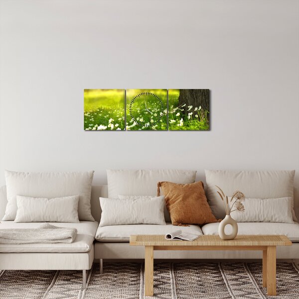 Tisztás és a virágok képe (órával) (90x30 cm)