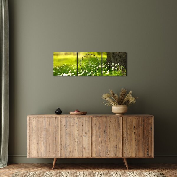 Tisztás és a virágok képe (órával) (90x30 cm)